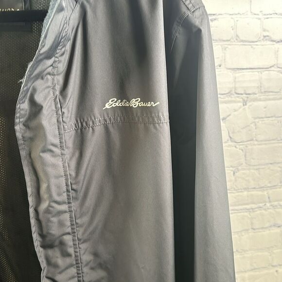 🧥 Eddie Bauer Men’s Gray Lightweight Hooded Windbreaker Jacket Sz Tall Large TL - Picture 2 of 4